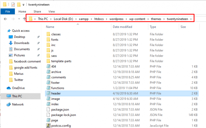 Встраивание кода Google Fonts в файл header.php