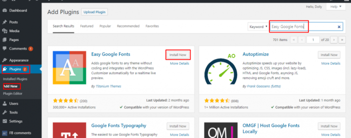 Шаг 1: Установите плагин Easy Google Fonts